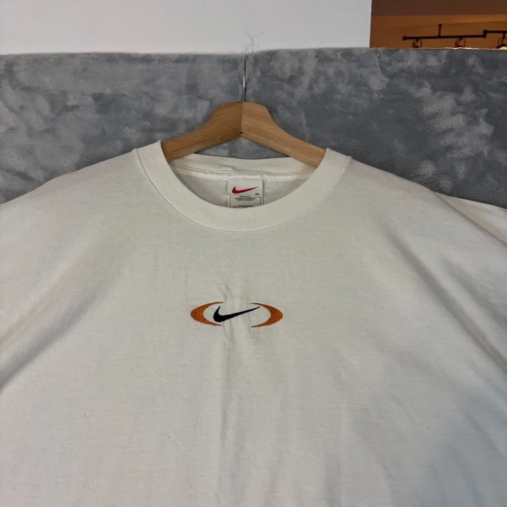Vintage Nike Center Swoosh Embroidery T-Shirt White XL  Boxy Oval